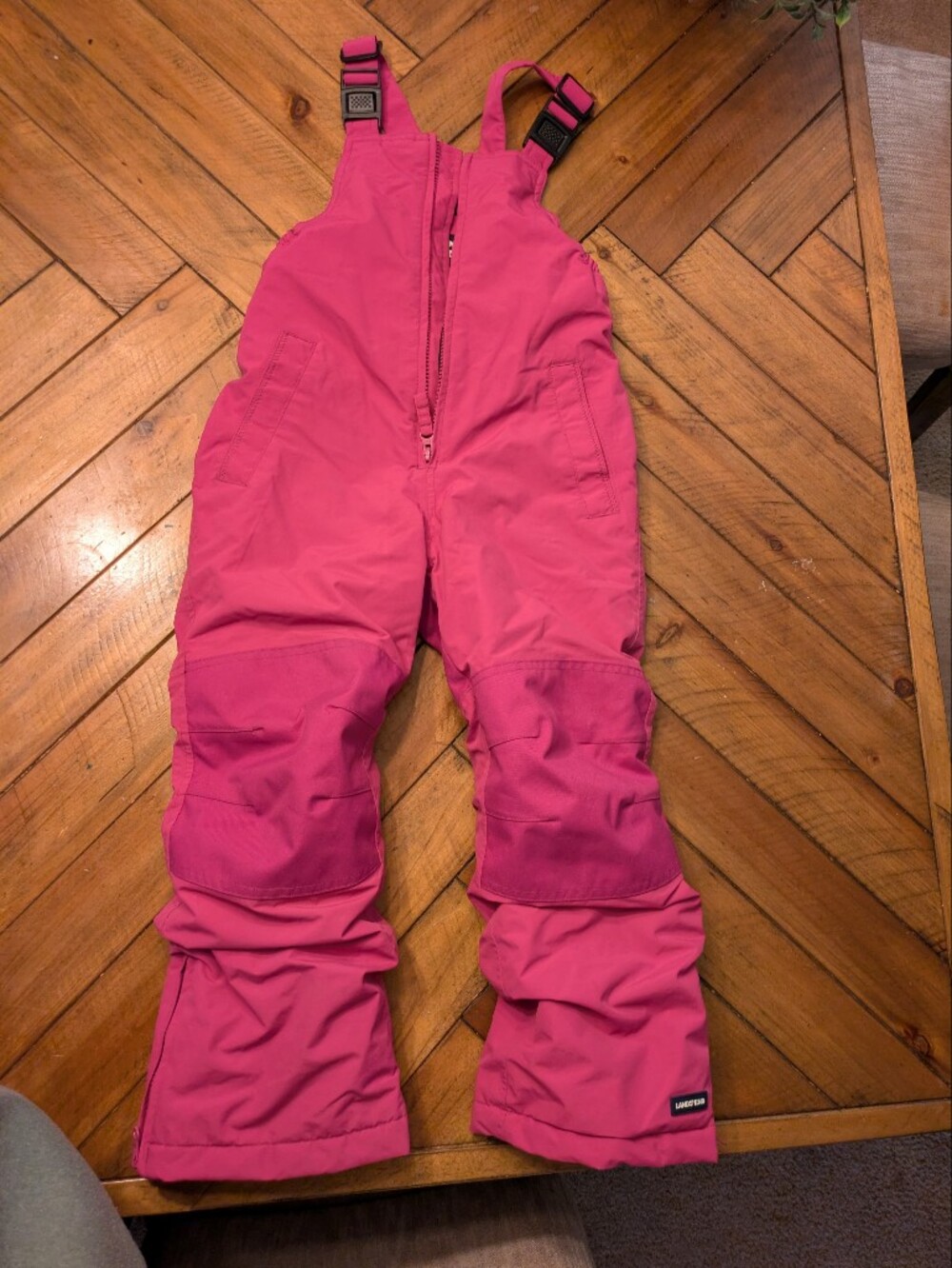 Youth Lands' End Bright Pink Kids Snow Bib Overalls - Size 5